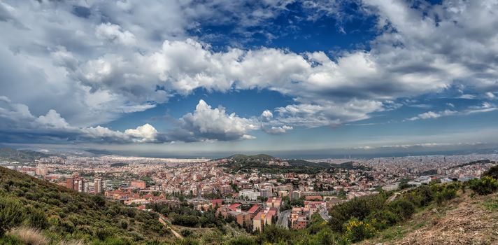 Panorama of Barcelona from the Tibidabo hill