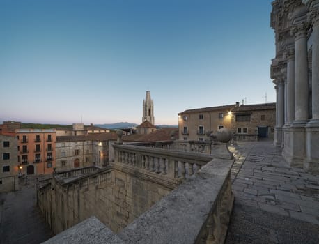 Girona in the Morning. Sight on St. Felu