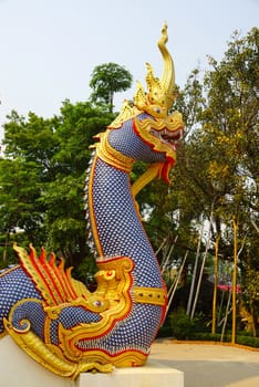 thai art showing of traditional naga sculptured,Chiangrai,Thailand