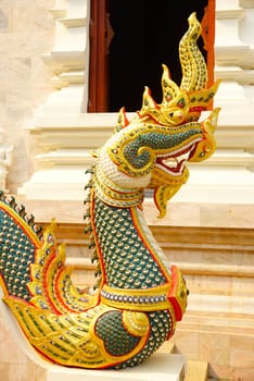 thai art showing of traditional naga sculptured,Chiangrai,Thailand