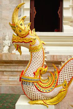 thai art showing of traditional naga sculptured,Chiangrai,Thailand