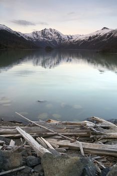 Coldwater Lake at the base of Mount St. Helens Washington State USA