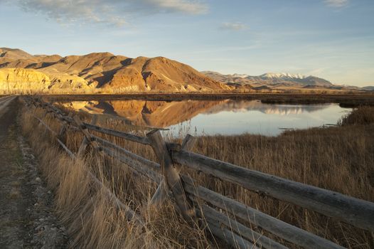 Western light of sunset washing the Idaho landscape in golden hues