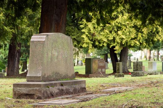 A lonely cemetery in the afternoon