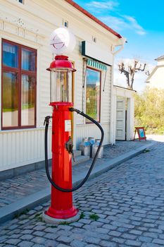 Bright and elegant old gas station in Skansen, Sweden