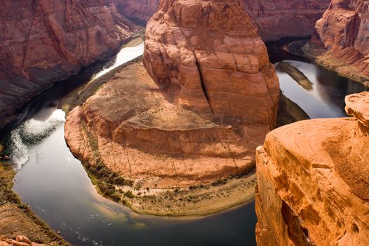 The Colorado River bends through the desert