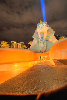 Las Vegas, Nevada Usa - September 10, 2013: Replica of Great Sphinx in front of Luxor Hotel and Casino, the most recognizable hotel on Vegas strip, because of its striking design.