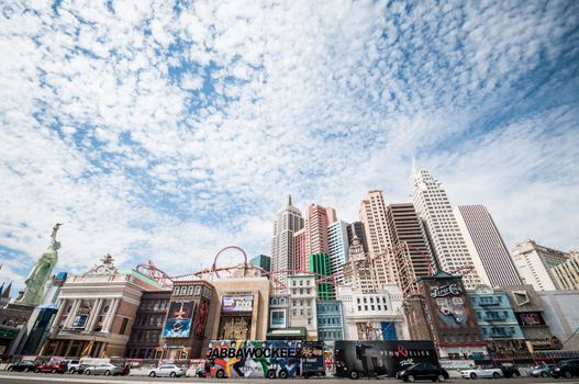 Las Vegas, Nevada Usa - September 9, 2013: New York New York Hotel. Replica of the Statue of Liberty is 150 ft (46 m) and the property opened in 1997.