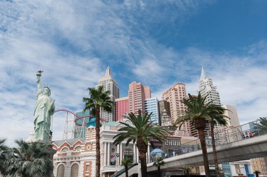 Las Vegas, Nevada Usa - September 9, 2013: World famous Vegas Strip in Las Vegas, Nevada as seen at day. Stretching 4.2 miles, the Strip is home to the largest hotels and casinos in the world