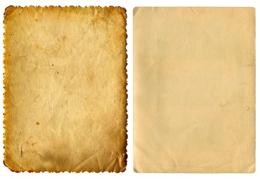 Two Old and Vintage Papers Pages Isolated on the White