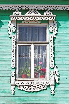 Platband on the window of an old village house