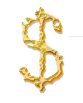 sign of currency of American dollar very lacerated isolated on a white background