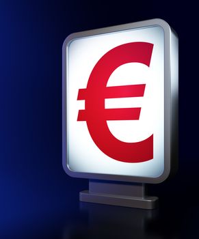 Currency concept: Euro on advertising billboard background, 3d render