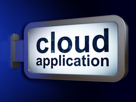 Cloud technology concept: Cloud Application on advertising billboard background, 3d render