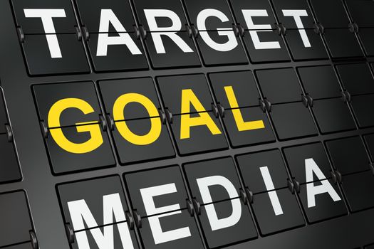 Advertising concept: Goal on airport board background, 3d render