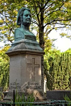 Honore de Balzac, monument in the cemetery Pere Lachaise, in Paris, France