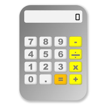 One simple grey calculator in white background