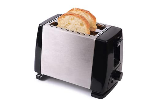 The silver toaster isolated on white background