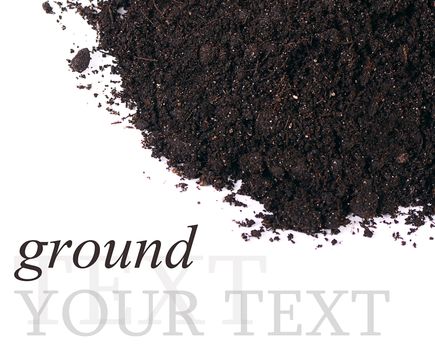 Black ground closeup isolated on white background