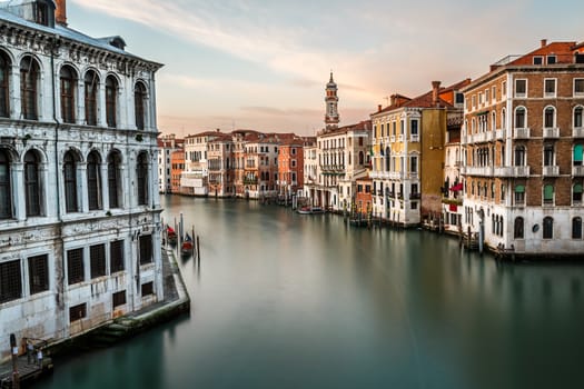 View on Grand Canal and Santi Apostoli Church from Rialto Bridge, Venice, Italy