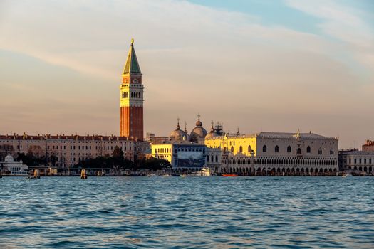 View of Doge's Palace, Campanella and San Marco Cathedral from the Grand Canal, Venice, Italy