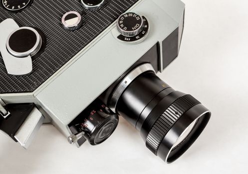 close up detail of old 8mm movie camera