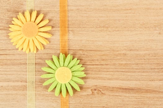 wooden board for spring or other message with flowers