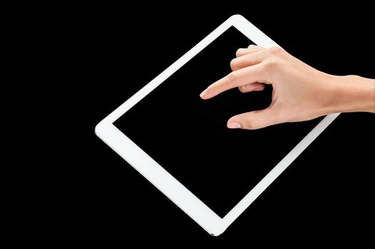 Finger pointing on tablet pc screen