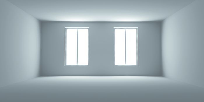 3D rendered Interior. An empty room. 
