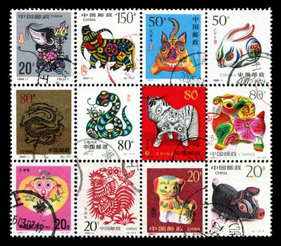 12 Chinese zodiac postage stamp