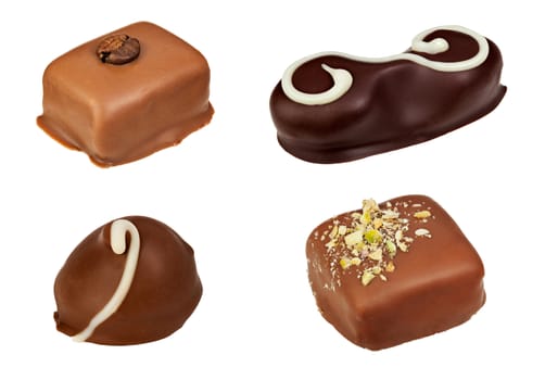 Candies made of dark and milk chocolate. File contains clipping path