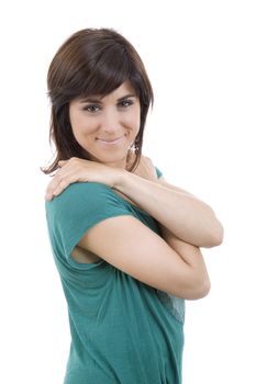 young casual beautiful woman, isolated in white