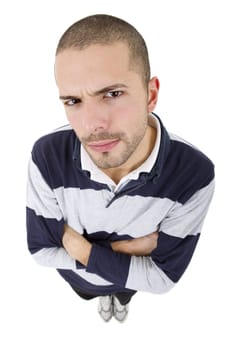 young casual man full body in a white background