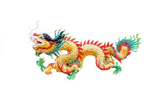 Colorful Dragon statue in Chinese style isolated on white