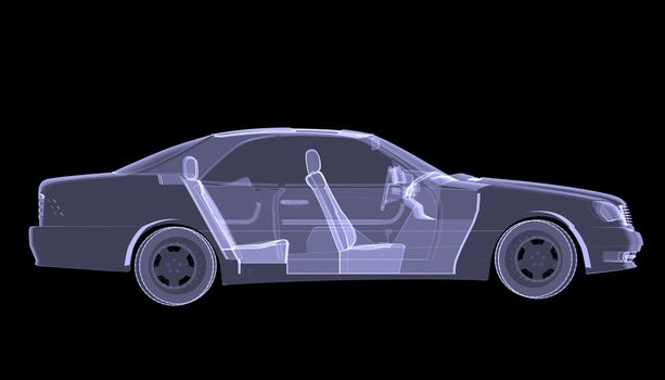 X-ray concept car. Isolated render on a black background