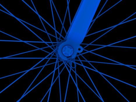 Bicycle. Wheel. Render on the black background