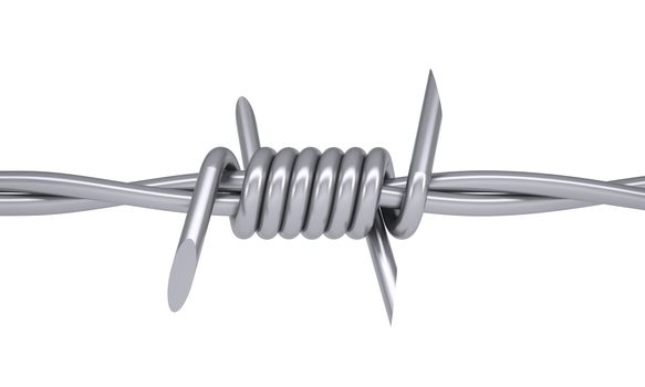 Part of barbed wire. Isolated render on a white background