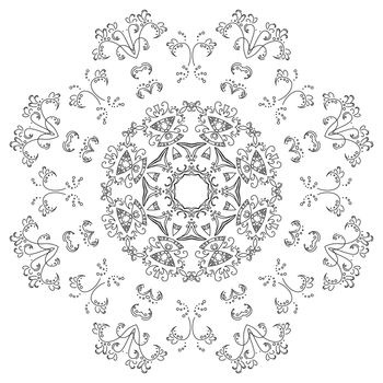 Abstract floral pattern, black contours on white background.