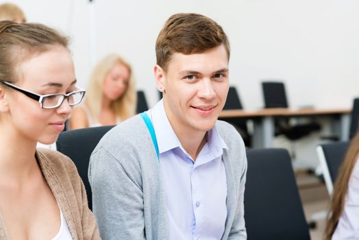 portrait of students in the classroom, teaching at the University of