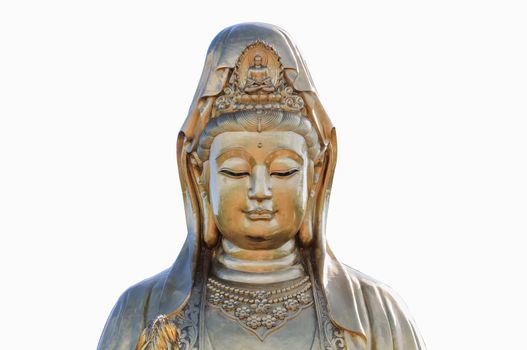 Statue of Guan Yin on white background