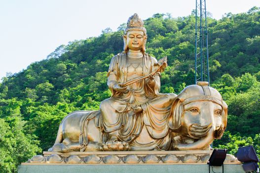Statue of Guan Yin on His background