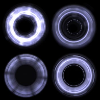 Abstract glowing circle. Design element. Isolated on a black background