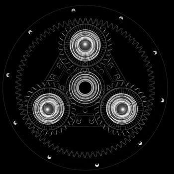 Gears and bearings. Wire-frame render on a black background