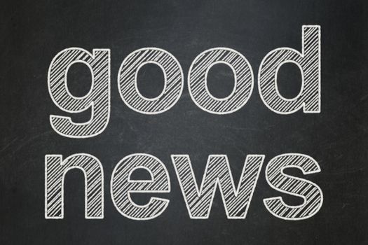 News concept: text Good News on Black chalkboard background, 3d render