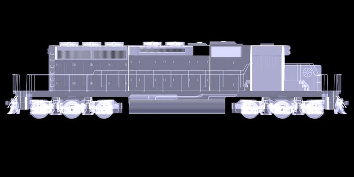 Lokomotiv. X-ray isolated on the black background