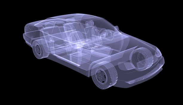 X-ray concept car. Isolated render on a black background