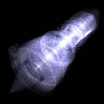 X-ray concept jet engine. Isolated render on a black background