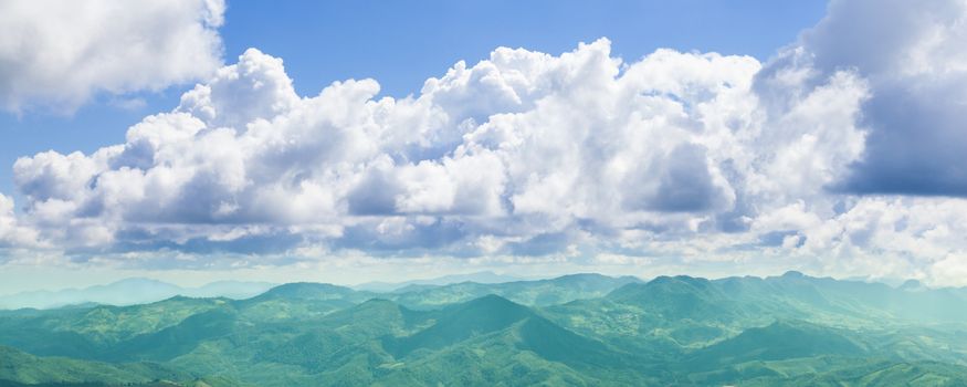 panorama mountains and clouds.Lined mountain complex Cloud's group at the sky.