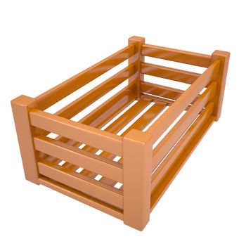 Wooden box for fruits and vegetables. Isolated render on a white background