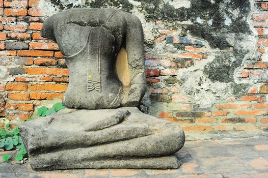 Buddha statue without head in Ayutthaya historical park, Ayutthaya , Thailand 